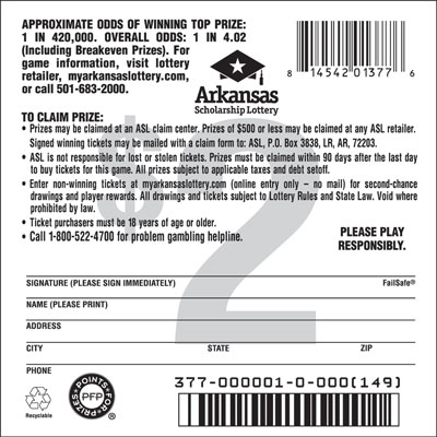 Royal Jumbo Bucks - Game No. 377 Arkansas Lottery Instant Ticket - Royal Jumbo Bucks