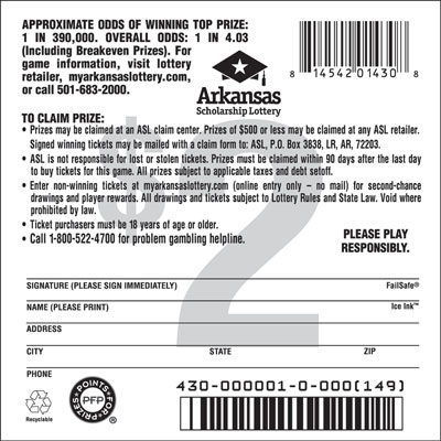 Lady Jumbo Bucks - Game No. 430 Arkansas Lottery Instant Ticket - Lady Jumbo Bucks