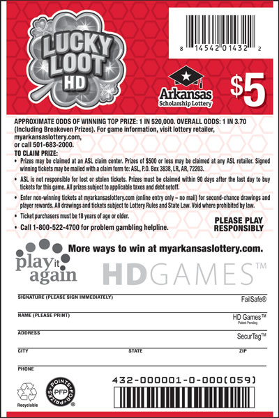 Lucky Loot HD - Game No. 432 Arkansas Lottery Instant Ticket - Lucky Loot HD