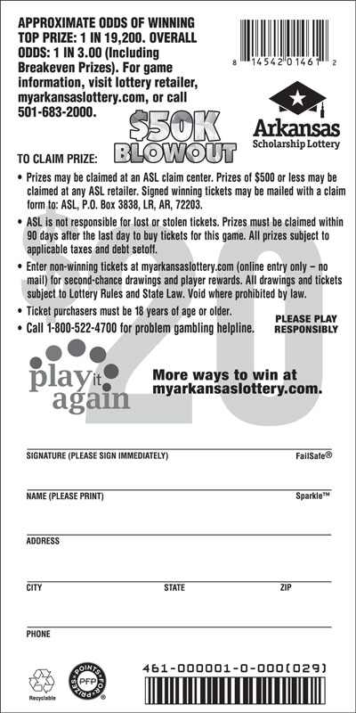 $50K Blowout - Game No. 461 $50K Blowout - Game No. 461 - Back