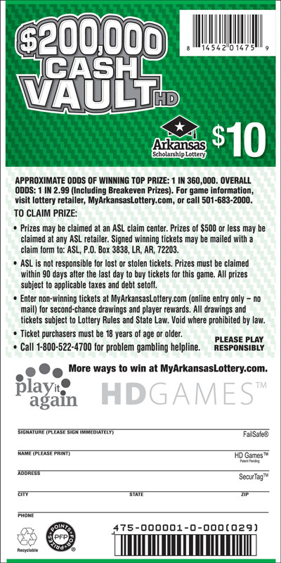 $200,000 Cash Vault HD - Game No. 475 - Back $200,000 Cash Vault HD - Game No. 475