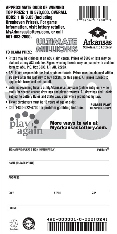 Ultimate Millions - Game No. 480 - Back Ultimate Millions - Game No. 480