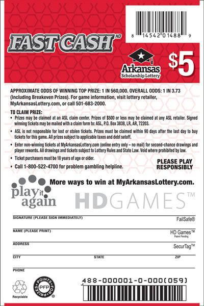 Fast Cash HD - Game No. 488 - Back Fast Cash HD - Game No. 488