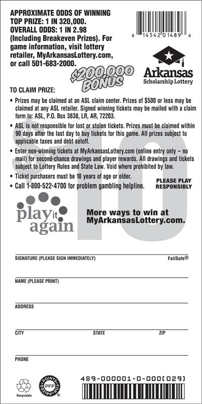 $200,000 Bonus - Game No. 489 - Back $200,000 Bonus - Game No. 489