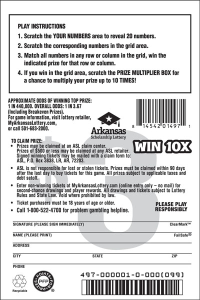 Win 10X - Game No. 497 Win 10X - Game No. 497 - Back