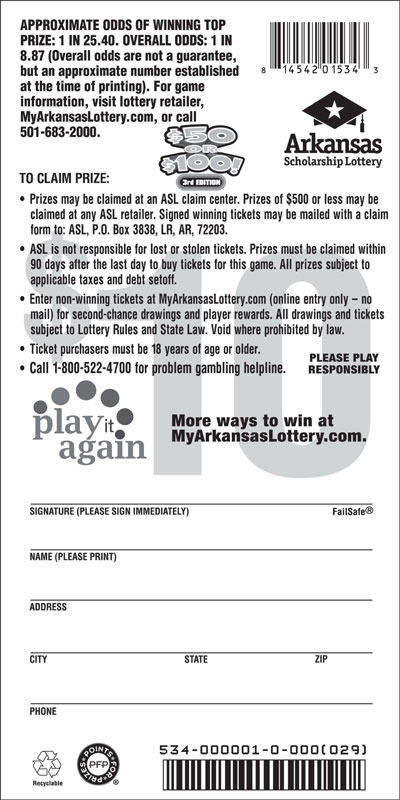 $50 or $100! 3rd Ed - Game No. 534 - Back $50 or $100! 3rd Ed - Game No. 534