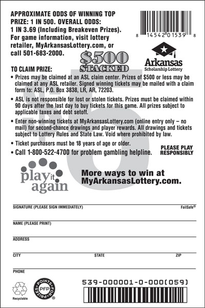 $500 Stacked - Game No. 539 - Back $500 Stacked - Game No. 539