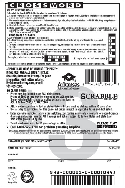SCRABBLE™ Crossword - Game No. 543 SCRABBLE™ Crossword - Game No. 543 - Back