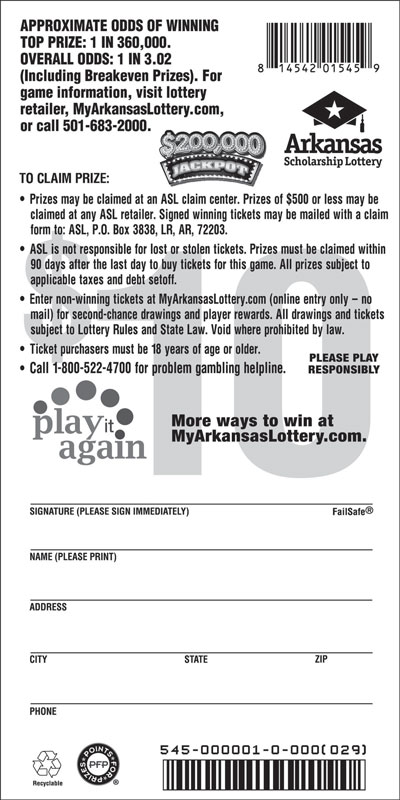 $200,000 Jackpot - Game No. 545 $200,000 Jackpot - Game No. 545 - Back