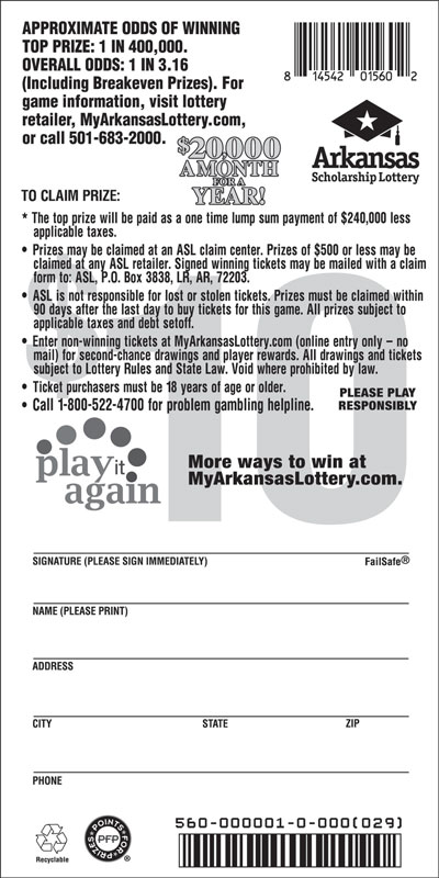 $20,000 a Month for a Year! - Game No. 560 $20,000 a Month for a Year! - Game No. 560