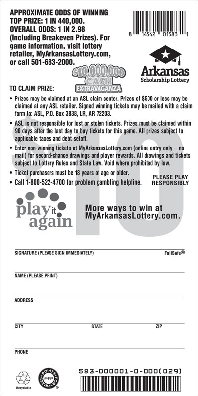 $10,000,000 Cash Extravaganza - Game No. 583 - Back $10,000,000 Cash Extravaganza - Game No. 583