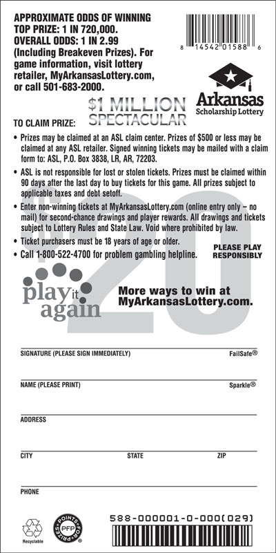 $1 Million Spectacular - Game No. 588 - Back $1 Million Spectacular - Game No. 588