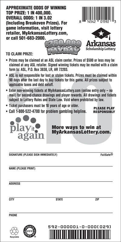 $250,000 Payday - Game No. 592 - Back $250,000 Payday - Game No. 592