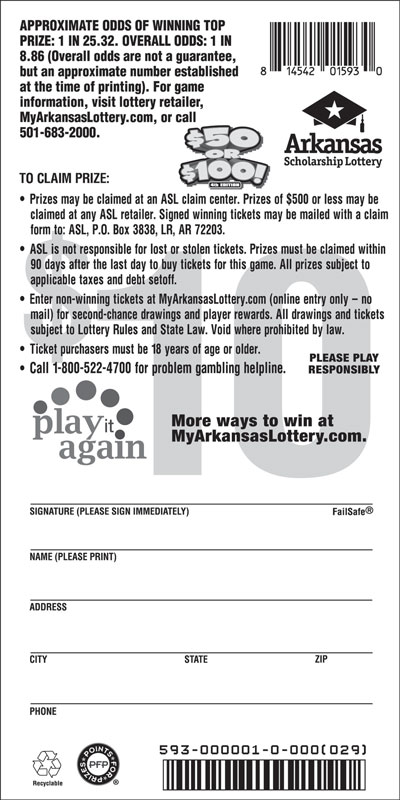 $50 or $100! 4th Edition - Game No. 593 - Back $50 or $100! 4th Edition - Game No. 593