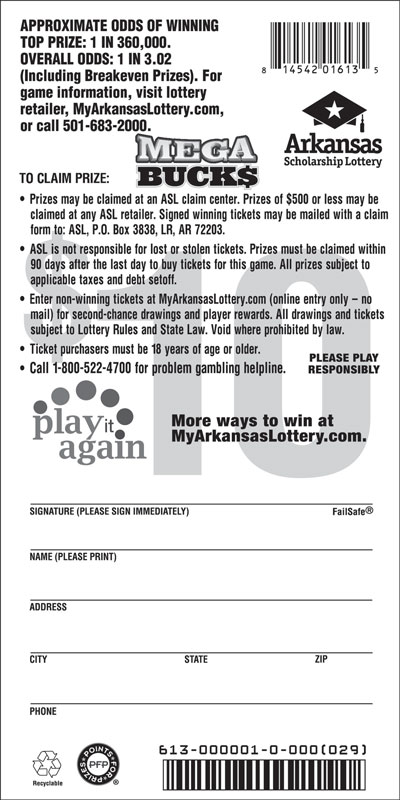 Mega Buck$ - Game No. 613 - Back Mega Buck$ - Game No. 613