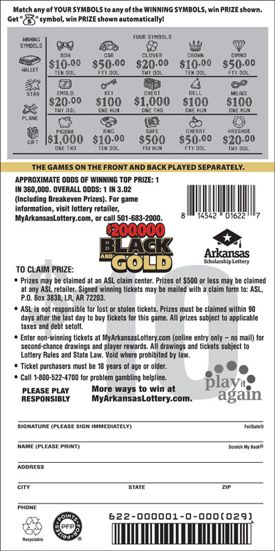 $200,000 Black and Gold - Back $200,000 Black and Gold