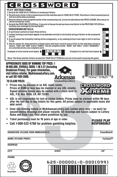 Crossword Xtreme - Game No. 625 - Back Crossword Xtreme - Game No. 625