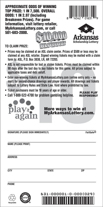 $10,000 Blowout - Game No. 631 - Back $10,000 Blowout - Game No. 631