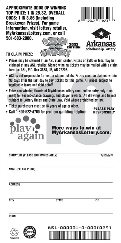 $50 or $100! 2022 Ed. - Game No. 651 - Back $50 or $100! 2022 Ed. - Game No. 651