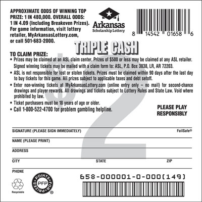 Triple Cash - Game No. 658 - Back Triple Cash - Game No. 658