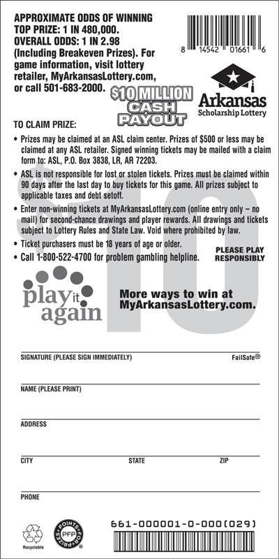 $10 Million Cash Payout - Game No. 661 - Back $10 Million Cash Payout - Game No. 661