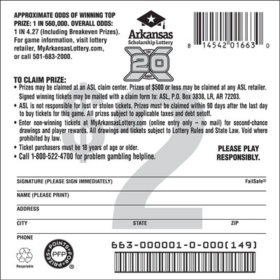 20X the Money - Game No. 663 - Back 20X the Money - Game No. 663
