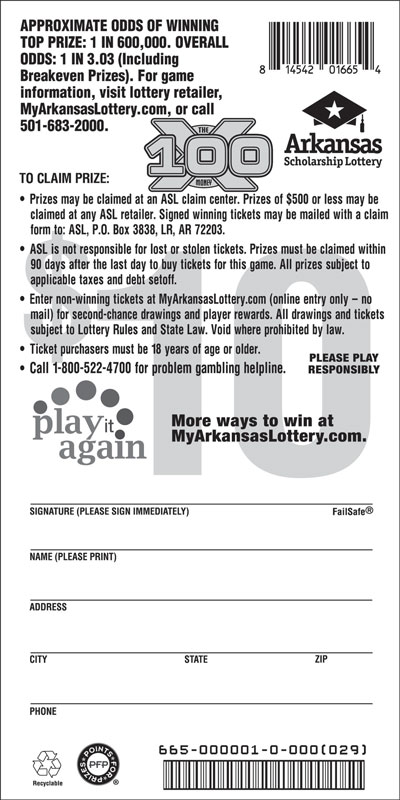 100X the Money- Game No. 665 - Back 100X the Money- Game No. 665