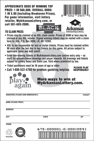 Arkansas Black Ruby - Game No. 675