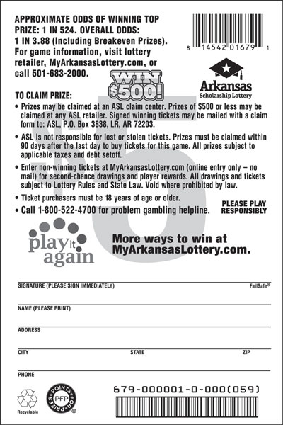 Win $500! - Game No. 679 - Back Win $500! - Game No. 679