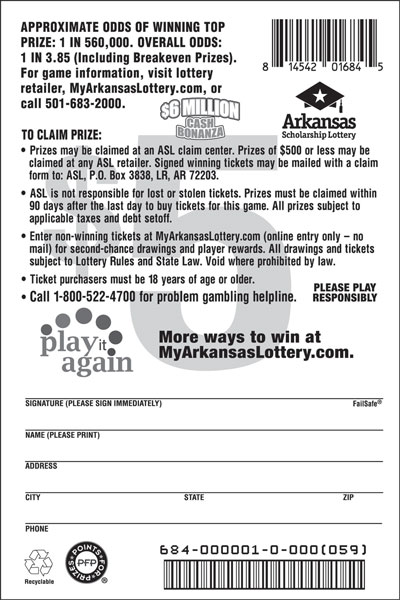 $6 Million Cash Bonanza - Game No. 684 - Back $6 Million Cash Bonanza - Game No. 684