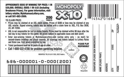 MONOPOLY™ X10 - Game No. 686 - Back MONOPOLY™ X10 - Game No. 686