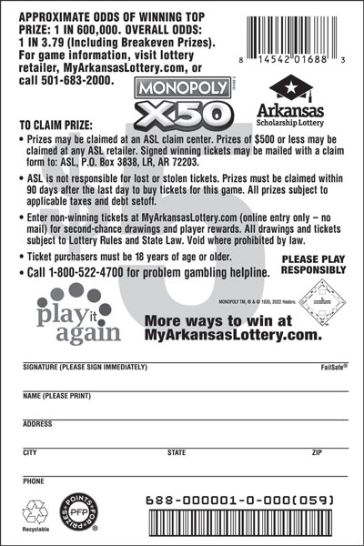 MONOPOLY™ X50 - Game No. 688 - Back MONOPOLY™ X50 - Game No. 688
