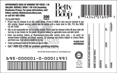 Betty Boop™ - Game No. 695 - Back Betty Boop™ - Game No. 695