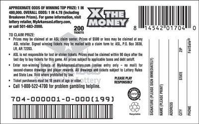 X the Money - Game No. 704 - Back X the Money - Game No. 704