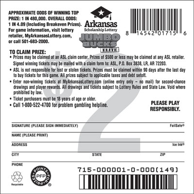 Jumbo Bucks Elite - Game No. 715 - Back Jumbo Bucks Elite - Game No. 715