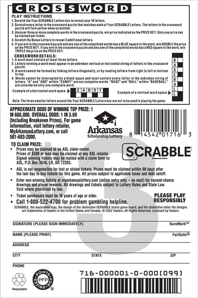 SCRABBLE™ Crossword - Game No. 716 - Back SCRABBLE™ Crossword - Game No. 716