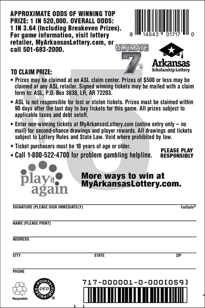 Ultimate 7's - Game No. 717 - Back Ultimate 7's - Game No. 717