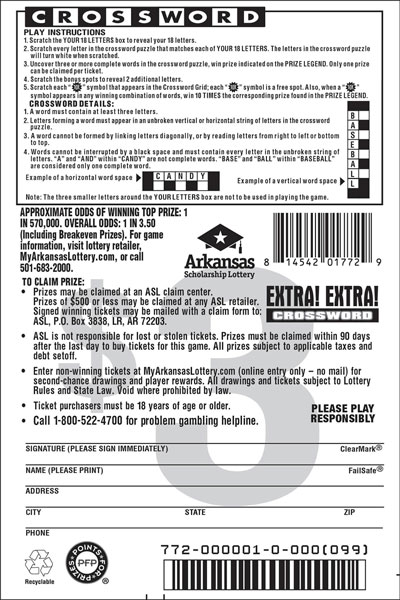 Extra Extra Crossword Arkansas Scholarship Lottery