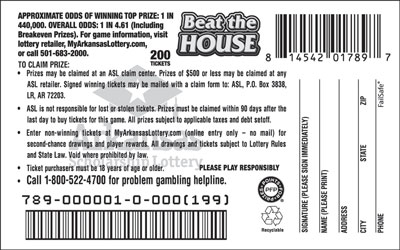 Beat the House - Game No. 789 - Back Beat the House - Game No. 789