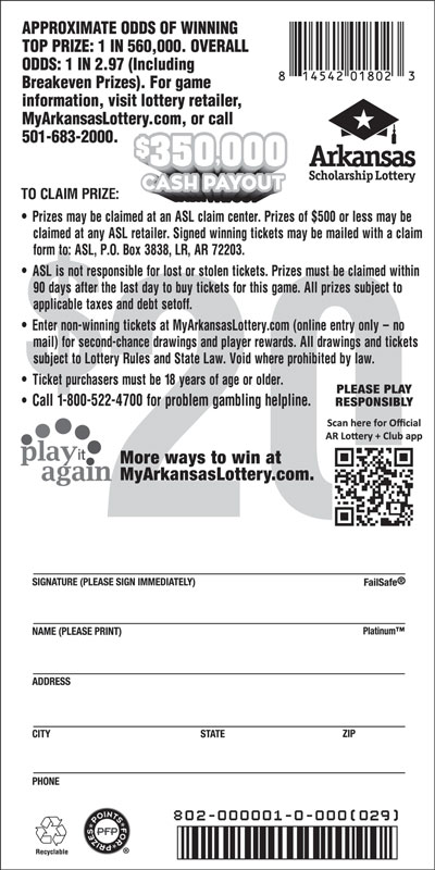 $350,000 Payout - Game No. 802 - Back $350,000 Payout - Game No. 802