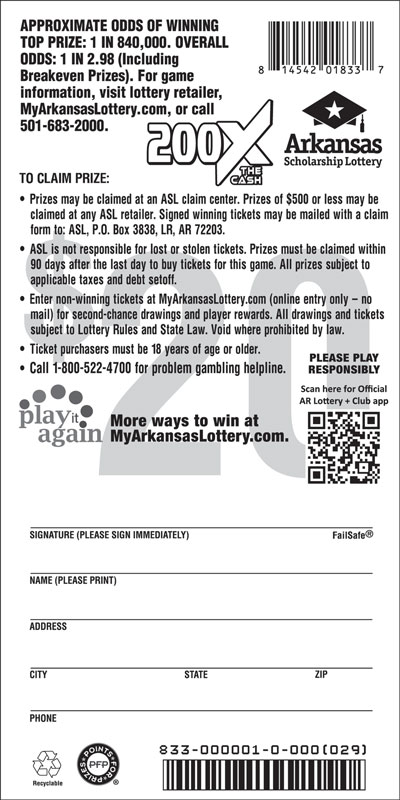 200X the Cash - Game No. 833 - Back 200X the Cash - Game No. 833