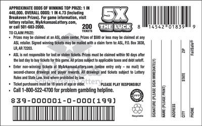 5X the Luck - Game No. 839