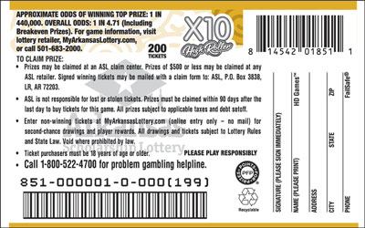 X10 High Roller - Game No. 851