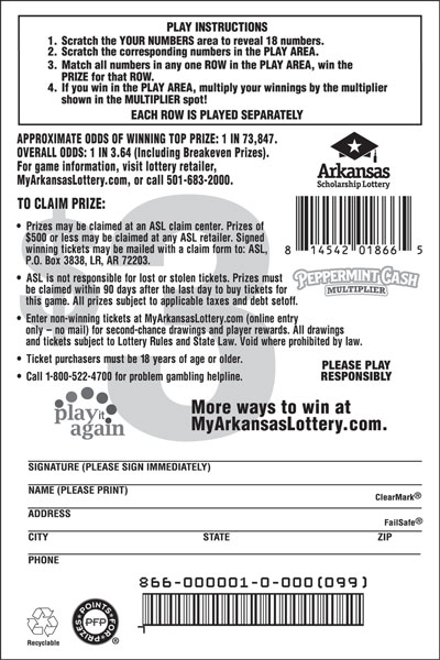 Peppermint Cash Multiplier - Game No. 866 - Back Peppermint Cash Multiplier - Game No. 866