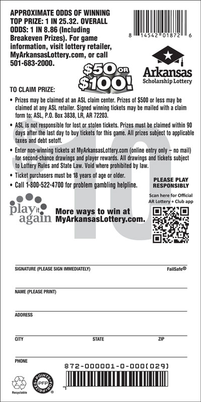 $50 or $100! 2026 Ed -  Game No. 872