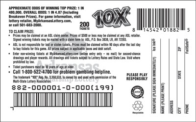 10X® - Game No. 882 - Back 10X® - Game No. 882