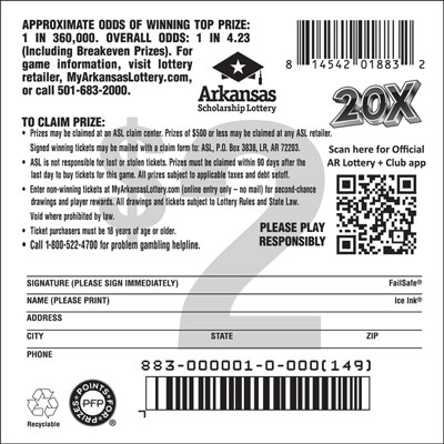 20X - Game No. 883 - Back 20X - Game No. 883