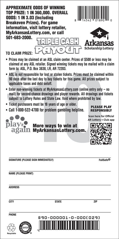 Triple Cash Payout - Game No. 890