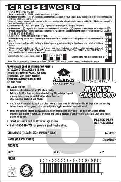 Money Cashword - Game No. 901 - Back Money Cashword - Game No. 901