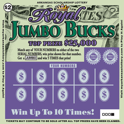 Royal Jumbo Bucks - Game No. 377 Arkansas Lottery Instant Ticket - Royal Jumbo Bucks